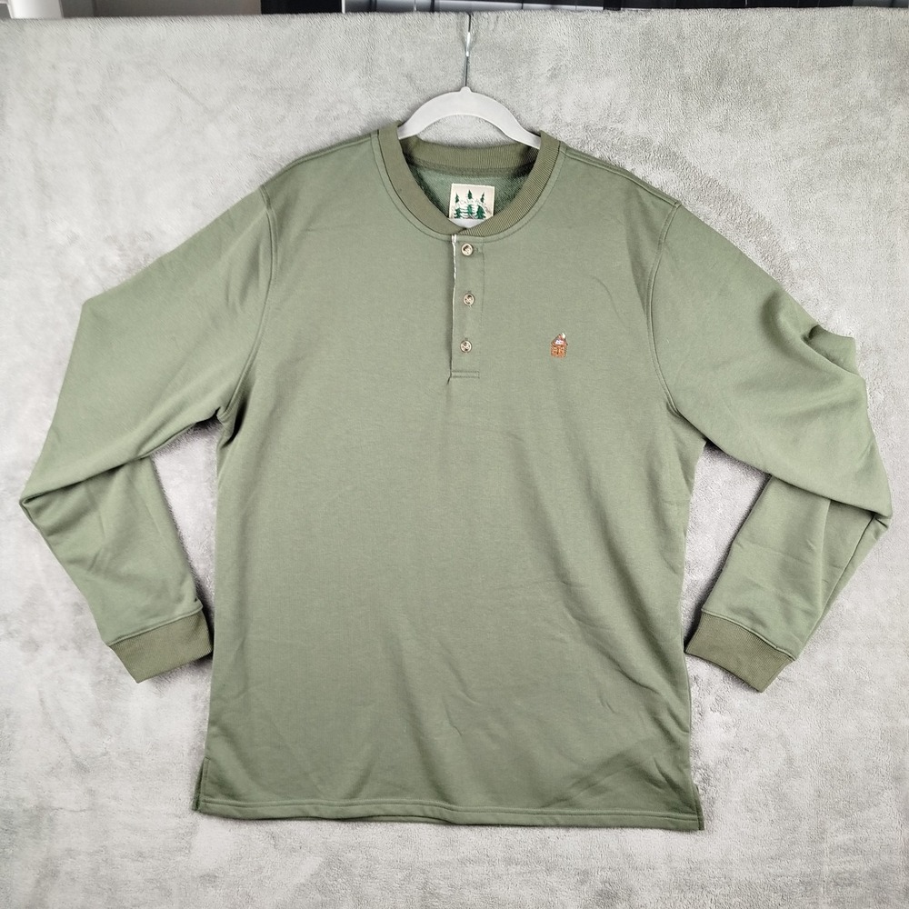 Kiel James Patrick Cozy Cabin Henleys Shirt Green Mens 2XL Rustic Pullover